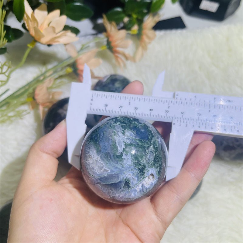 Moss Agate Geode Spheres GEMROCKY-Spheres-