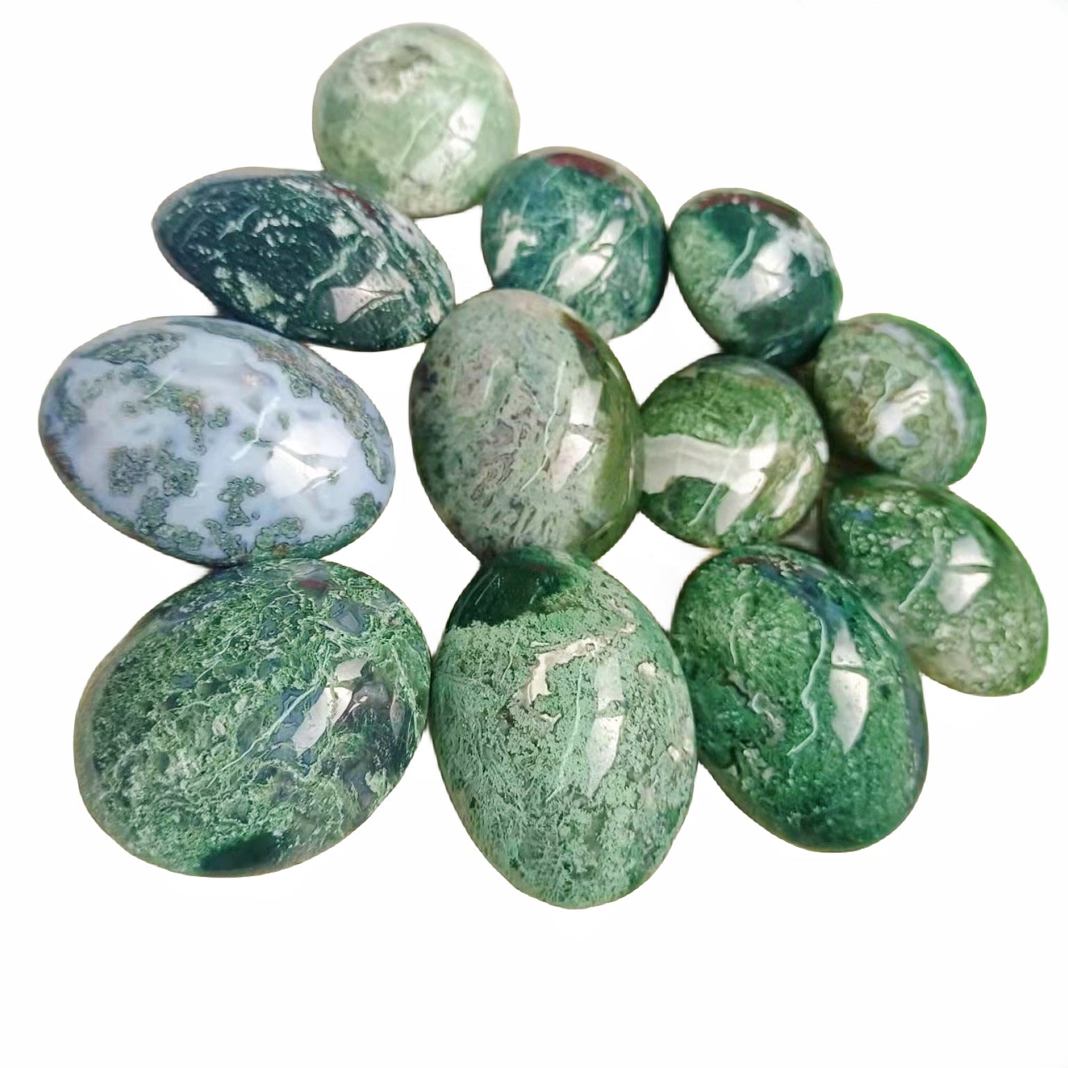 Moss Agate Palm Stones GEMROCKY-Carvings-