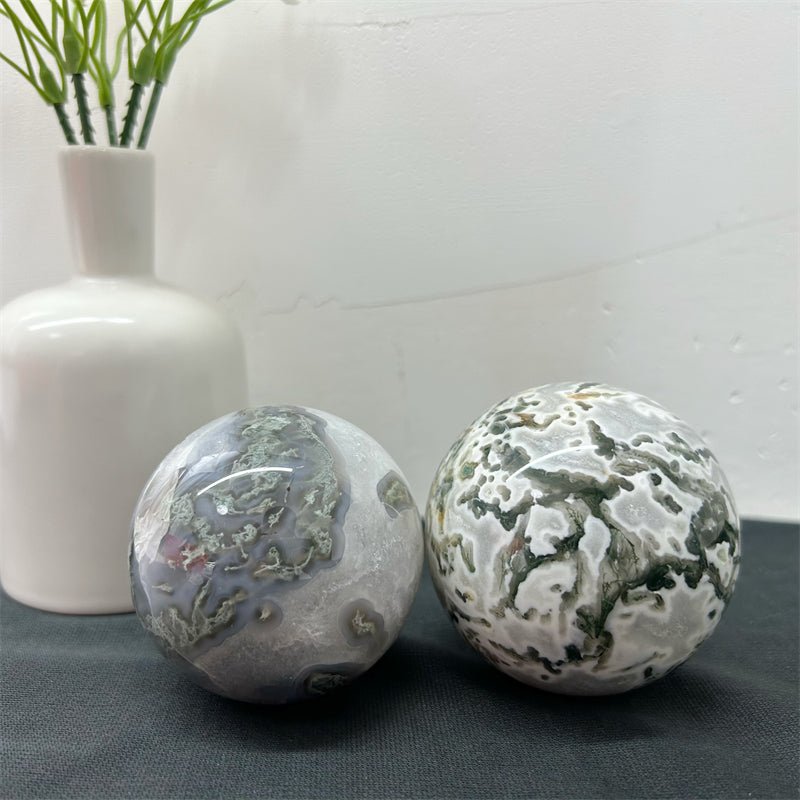 Moss Agate Spheres GEMROCKY-Spheres-