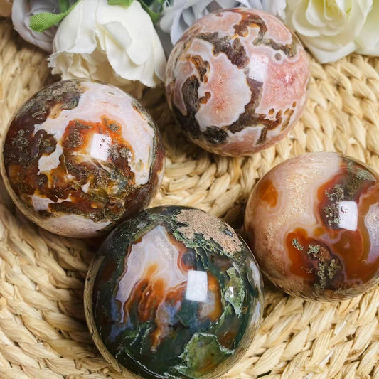 Moss Agate Spheres GEMROCKY-Spheres-