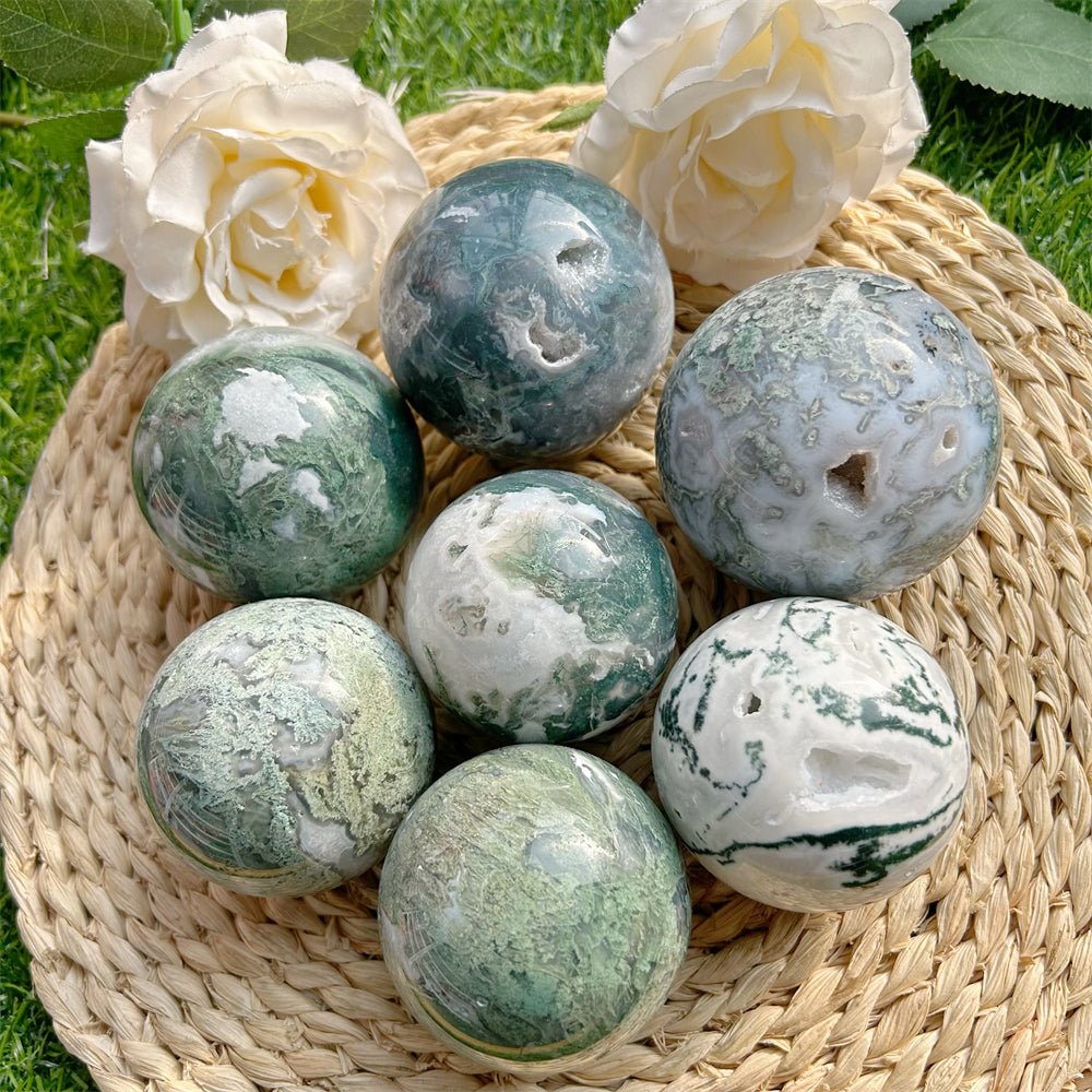 Moss Agate Spheres GEMROCKY-Spheres-