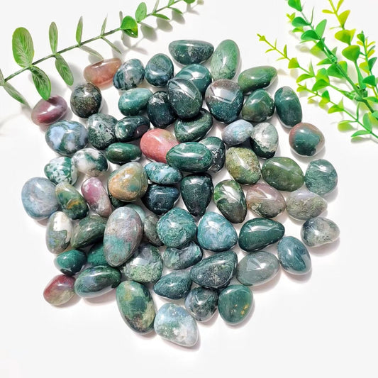 Moss Agate Tumble Stones GEMROCKY-Tumbles-