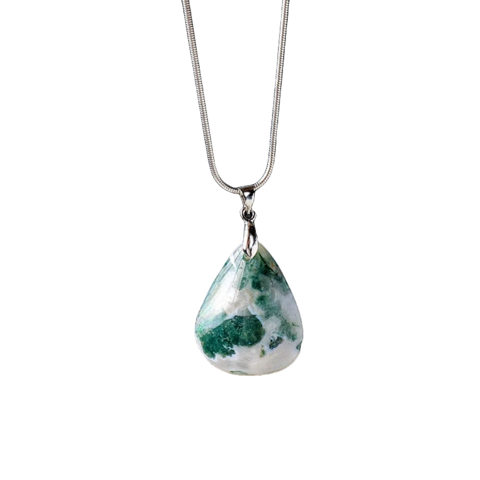 Moss Agate Waterdrop Pendant Necklaces GEMROCKY-Jewelry-