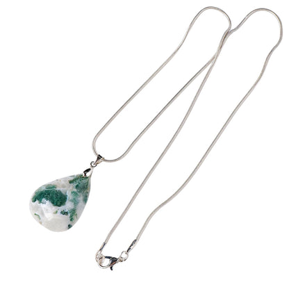 Moss Agate Waterdrop Pendant Necklaces GEMROCKY-Jewelry-