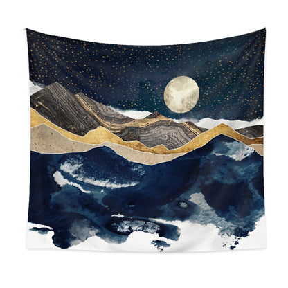 Mountain and Moon Background Cloth Decor Tapestry GEMROCKY-Decoration-