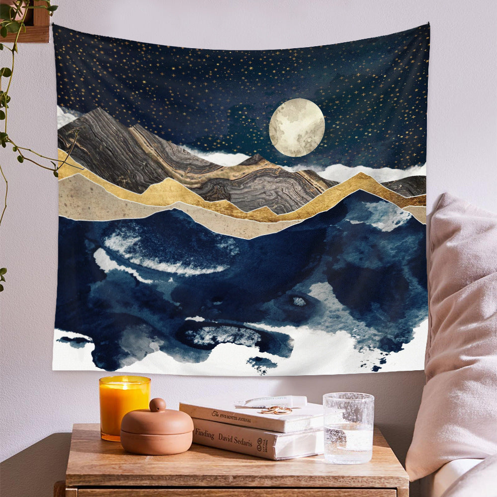 Mountain and Moon Background Cloth Decor Tapestry GEMROCKY-Decoration-