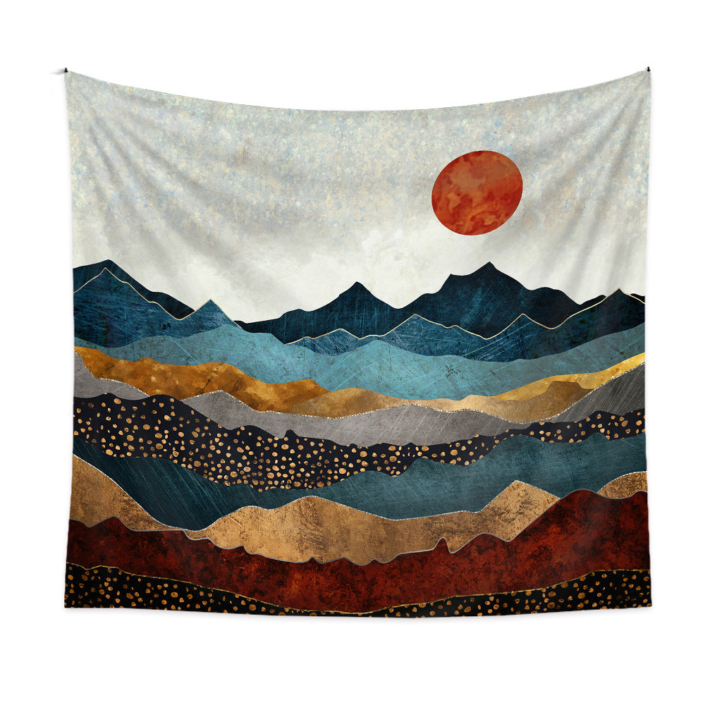 Mountain and Sun Background Cloth Decor Tapestry GEMROCKY-Decoration-