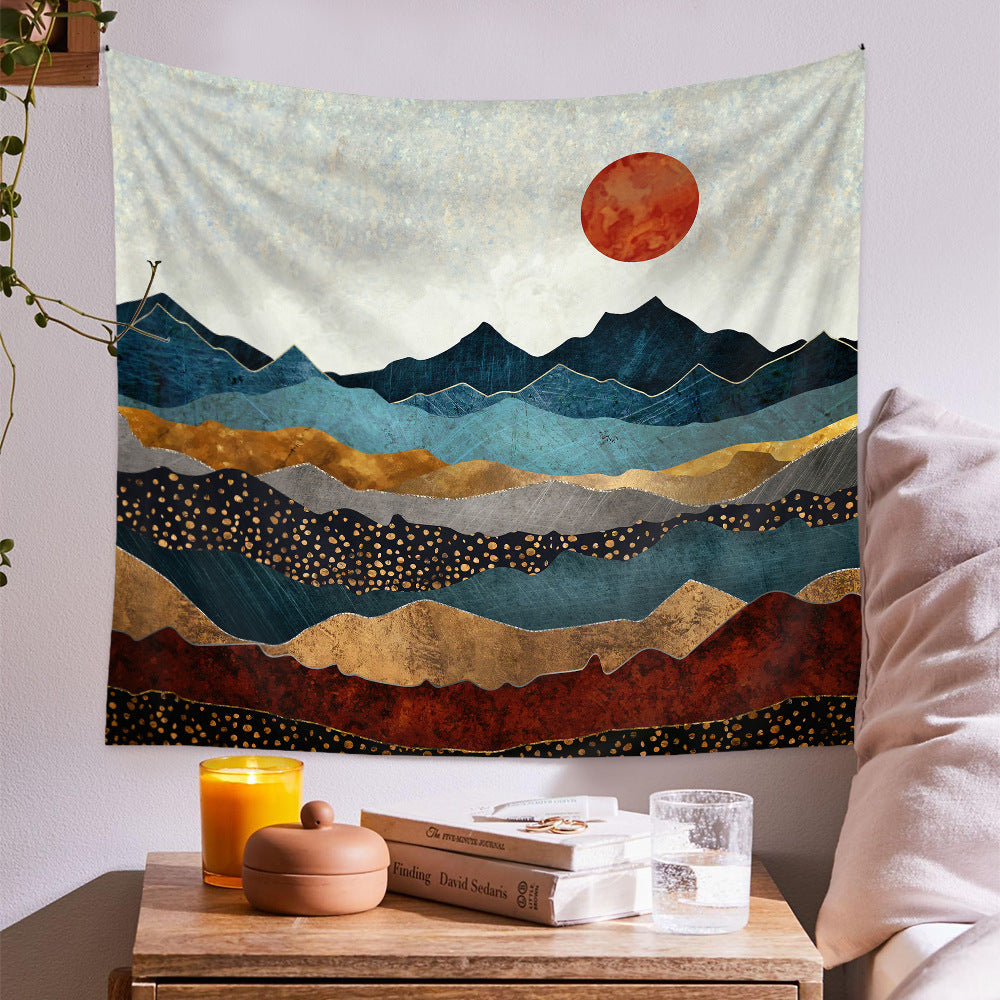 Mountain and Sun Background Cloth Decor Tapestry GEMROCKY-Decoration-