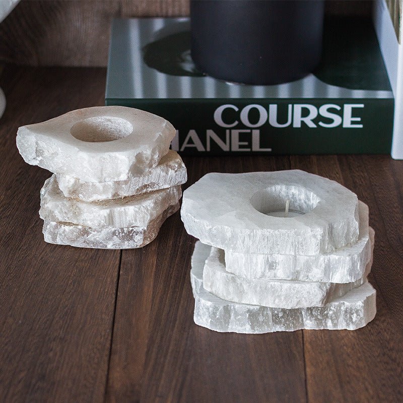 Multi Layer Rough Selenite Candle Holder Ornaments GEMROCKY-Decoration-