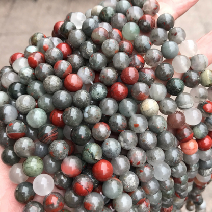 Multi Materials Sizes of Crystal Bead Strands GEMROCKY-Bracelets-Blood stone-4-