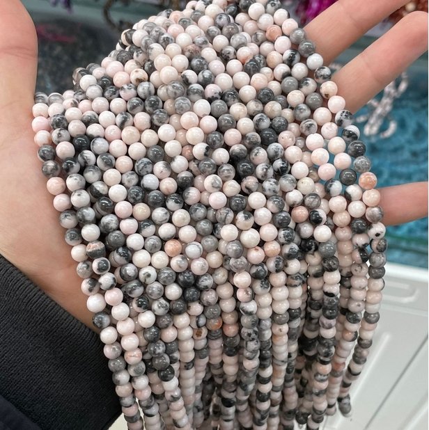 Multi Materials/Sizes of Crystal Bead Strands GEMROCKY-Bracelets-Pink zebra jasper-4-