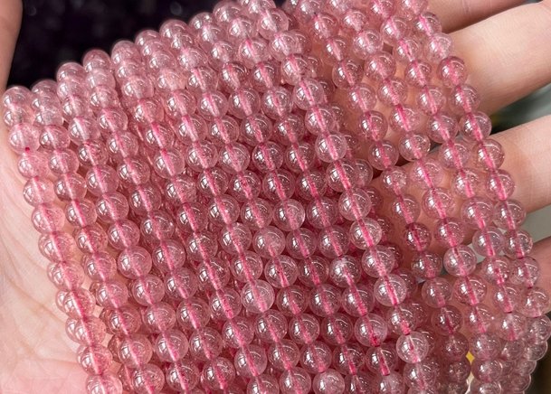 Multi Materials/Sizes of Crystal Bead Strands GEMROCKY-Bracelets-Strawberry quartz-4-