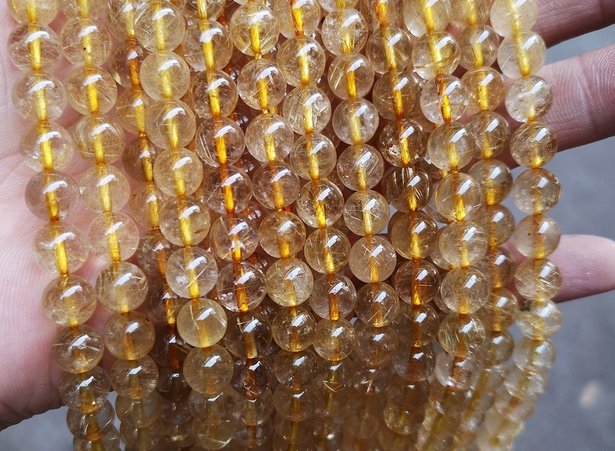 Multi Materials/Sizes of Crystal Bead Strands GEMROCKY-Bracelets-Yellow fire quartz hematoid-4-