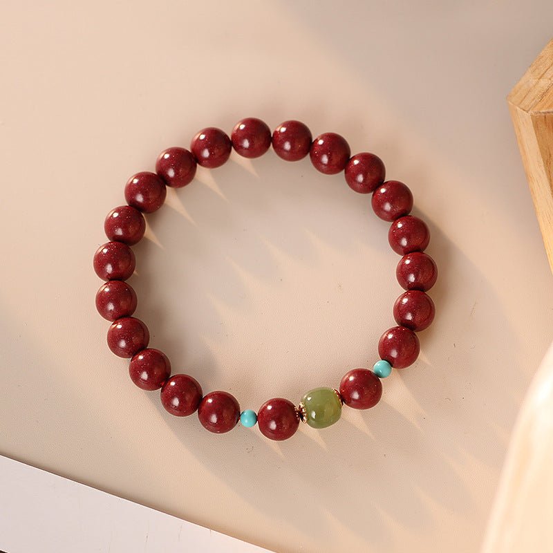 Natural Cinnabar and Jade Ethnic Style Bead Bracelets GEMROCKY-Bracelets-