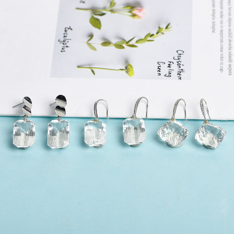 Natural Clear Quartz Eardrop Earrings GEMROCKY-Jewelry-