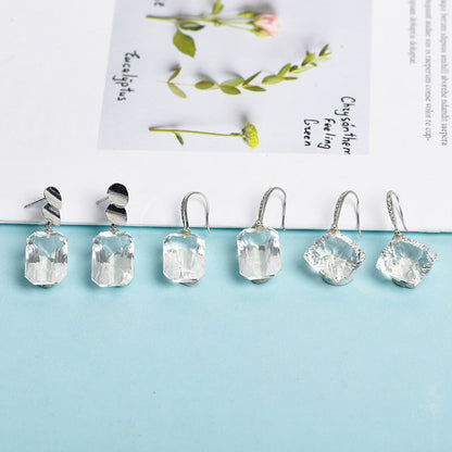 Natural Clear Quartz Eardrop Earrings GEMROCKY-Jewelry-