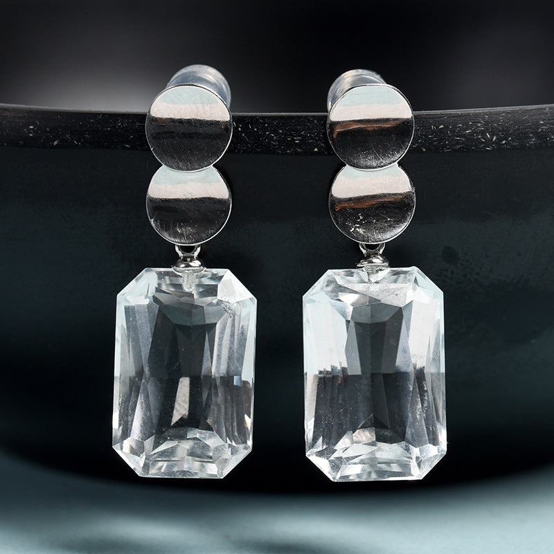 Natural Clear Quartz Eardrop Earrings GEMROCKY-Jewelry-Clear Quartz2-