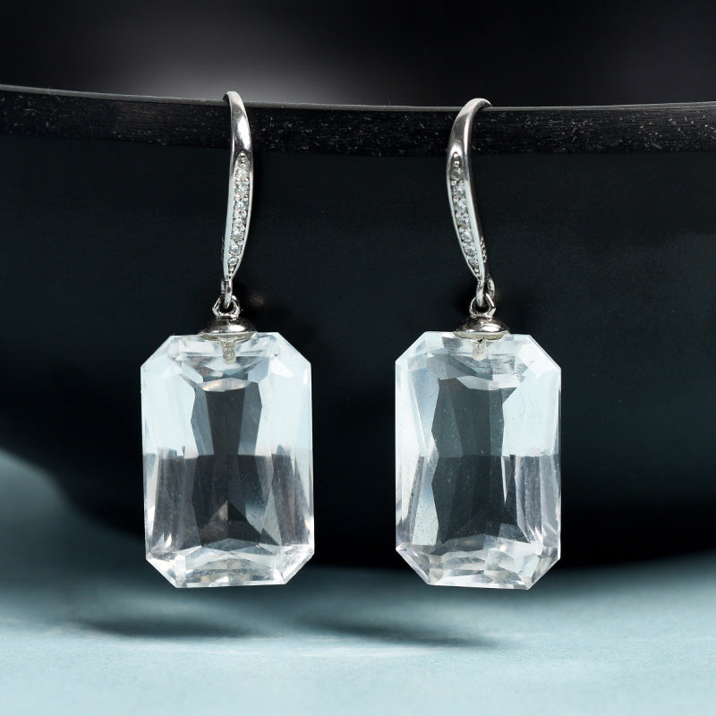 Natural Clear Quartz Eardrop Earrings GEMROCKY-Jewelry-Clear Quartz3-