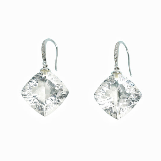 Natural Clear Quartz Eardrop Earrings GEMROCKY-Jewelry-