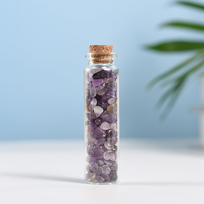 Natural Crystal Chip Bottles 7 Chakra Bottle for Home Decoration GEMROCKY-Tumbles-Amethyst-