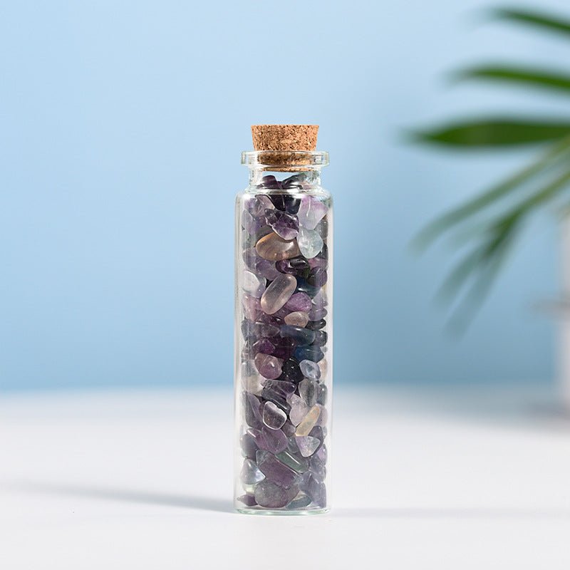 Natural Crystal Chip Bottles 7 Chakra Bottle for Home Decoration GEMROCKY-Tumbles-Rainbow Fluorite-