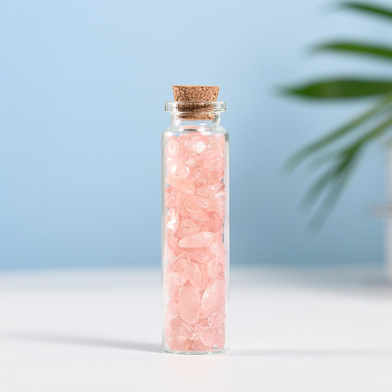 Natural Crystal Chip Bottles 7 Chakra Bottle for Home Decoration GEMROCKY-Tumbles-Rose Quartz-