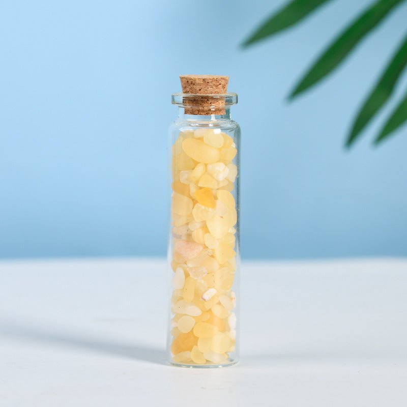 Natural Crystal Chip Bottles 7 Chakra Bottle for Home Decoration GEMROCKY-Tumbles-Yellow Jade-