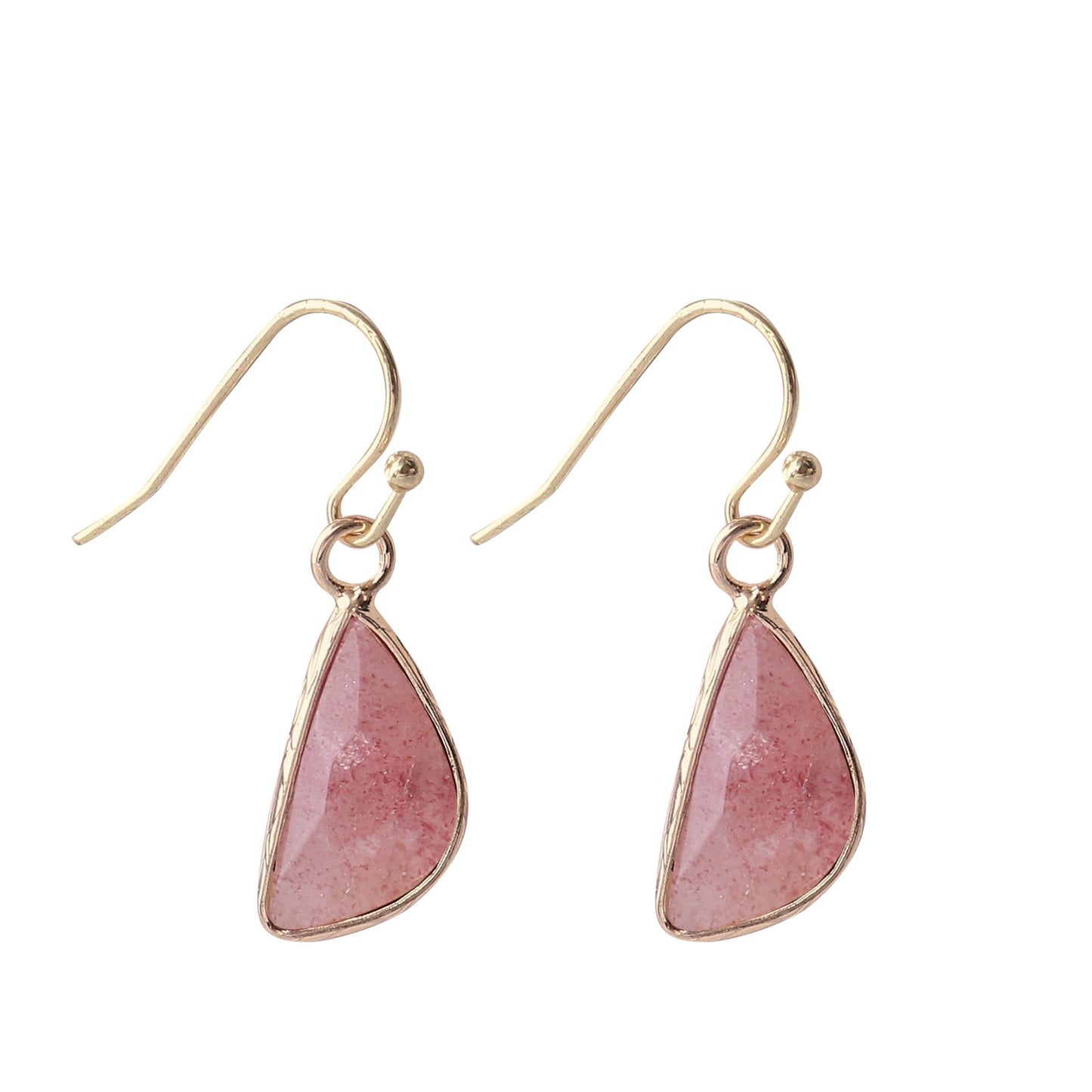 Natural Crystal Drop Earrings GEMROCKY-Jewelry-Strawberry Quartz-