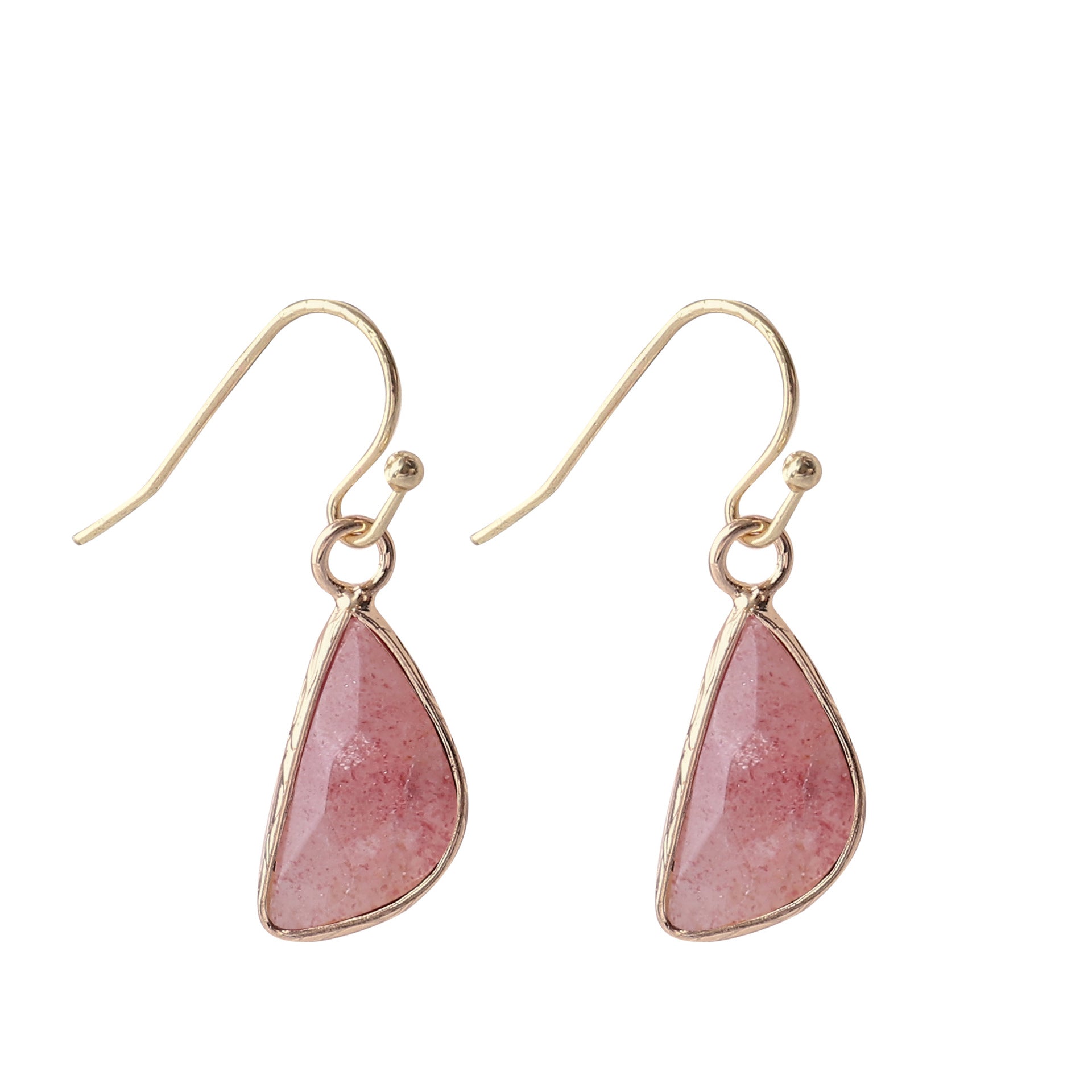 Natural Crystal Drop Earrings GEMROCKY-Jewelry-Strawberry Quartz-