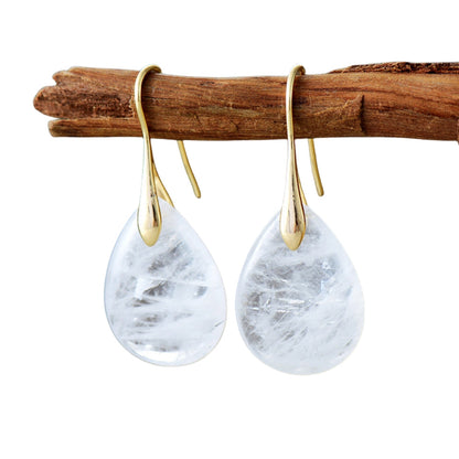 Natural Crystal Water Eardrop Earrings GEMROCKY-Jewelry-Clear Quartz-