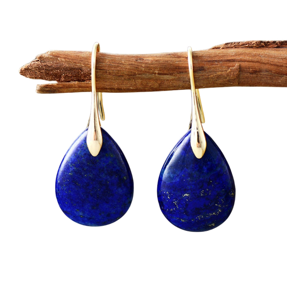 Natural Crystal Water Eardrop Earrings GEMROCKY-Jewelry-Lapis Lauzli-