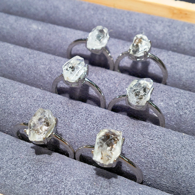 Natural Herkimer Diamand S925 Rings GEMROCKY-Jewelry-