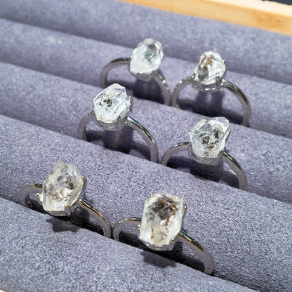 Natural Herkimer Diamand S925 Rings GEMROCKY-Jewelry-