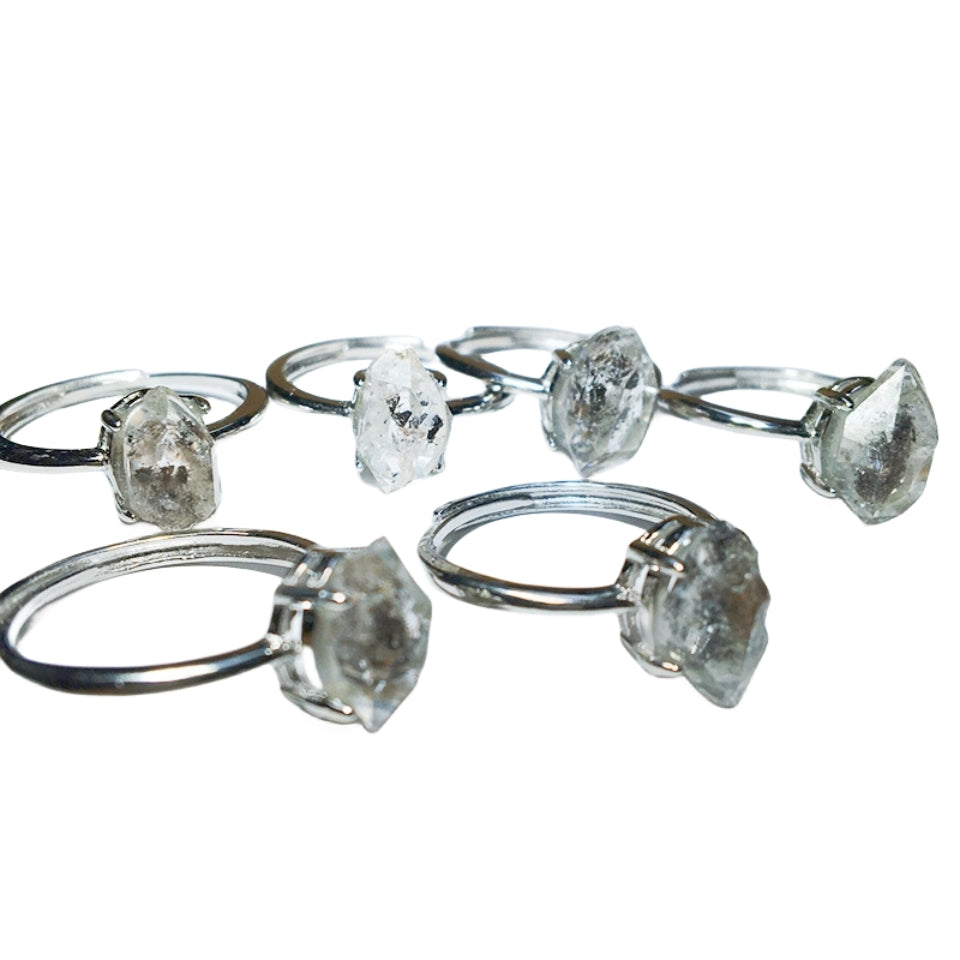 Natural Herkimer Diamand S925 Rings GEMROCKY-Jewelry-