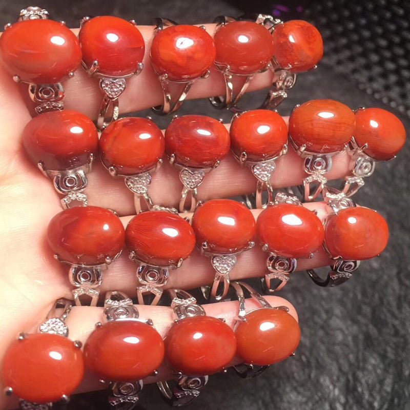 Natural South Red Agate Rings GEMROCKY-Jewelry-