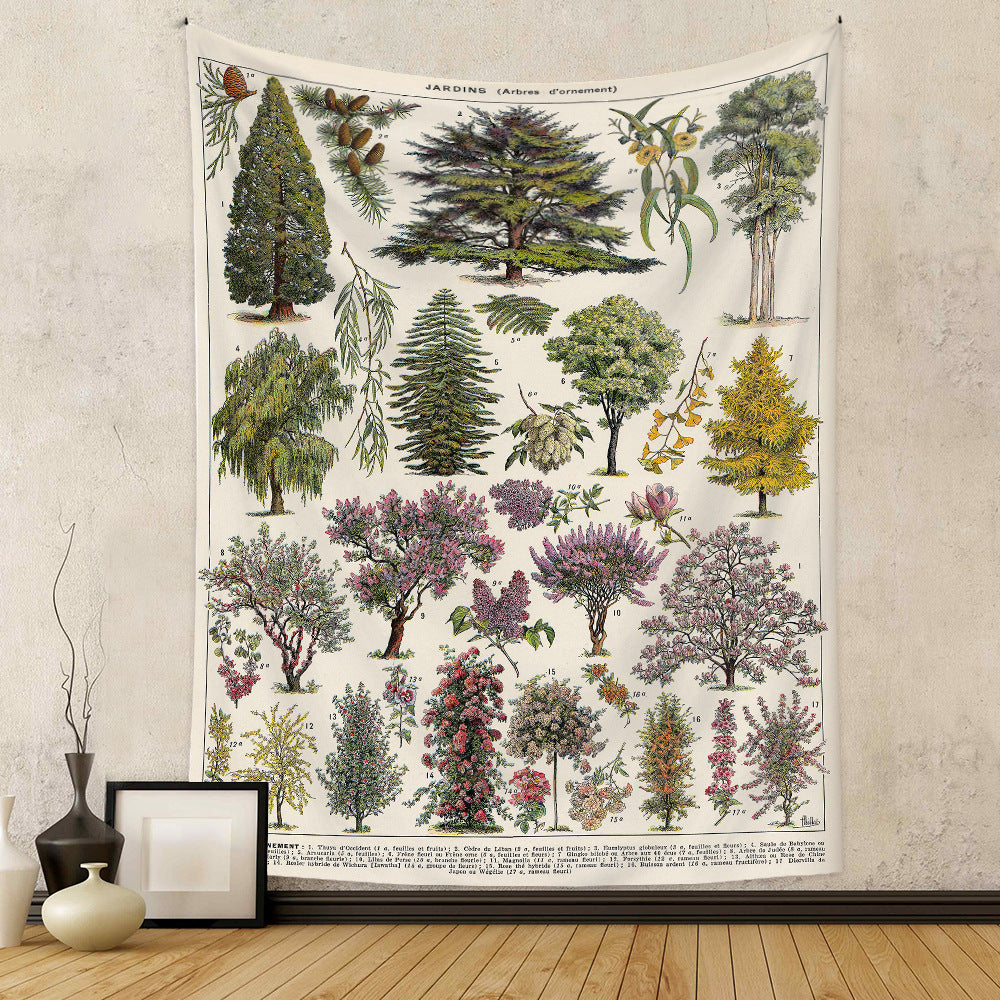 Nature Botany Atlas Trees and Shrubs Illusion Tapestry GEMROCKY-Decoration-73*95cm (brushed hair)-1-