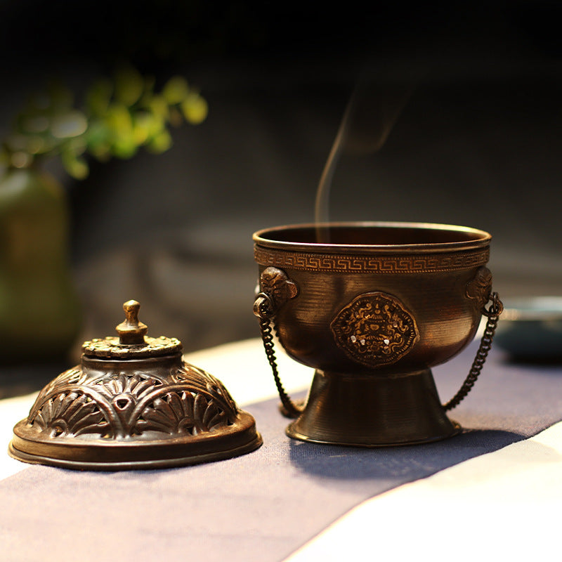 Nepal Copper Tibetan Retro Hanging Hollow Incense Burners GEMROCKY-Psychic-