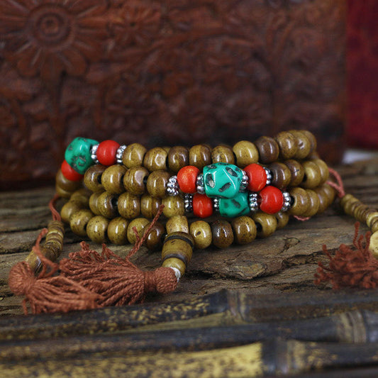 Nepal Tibetan Yak Bone Buddha beads 108 Rosary Bead Bracelets GEMROCKY-Bracelets-