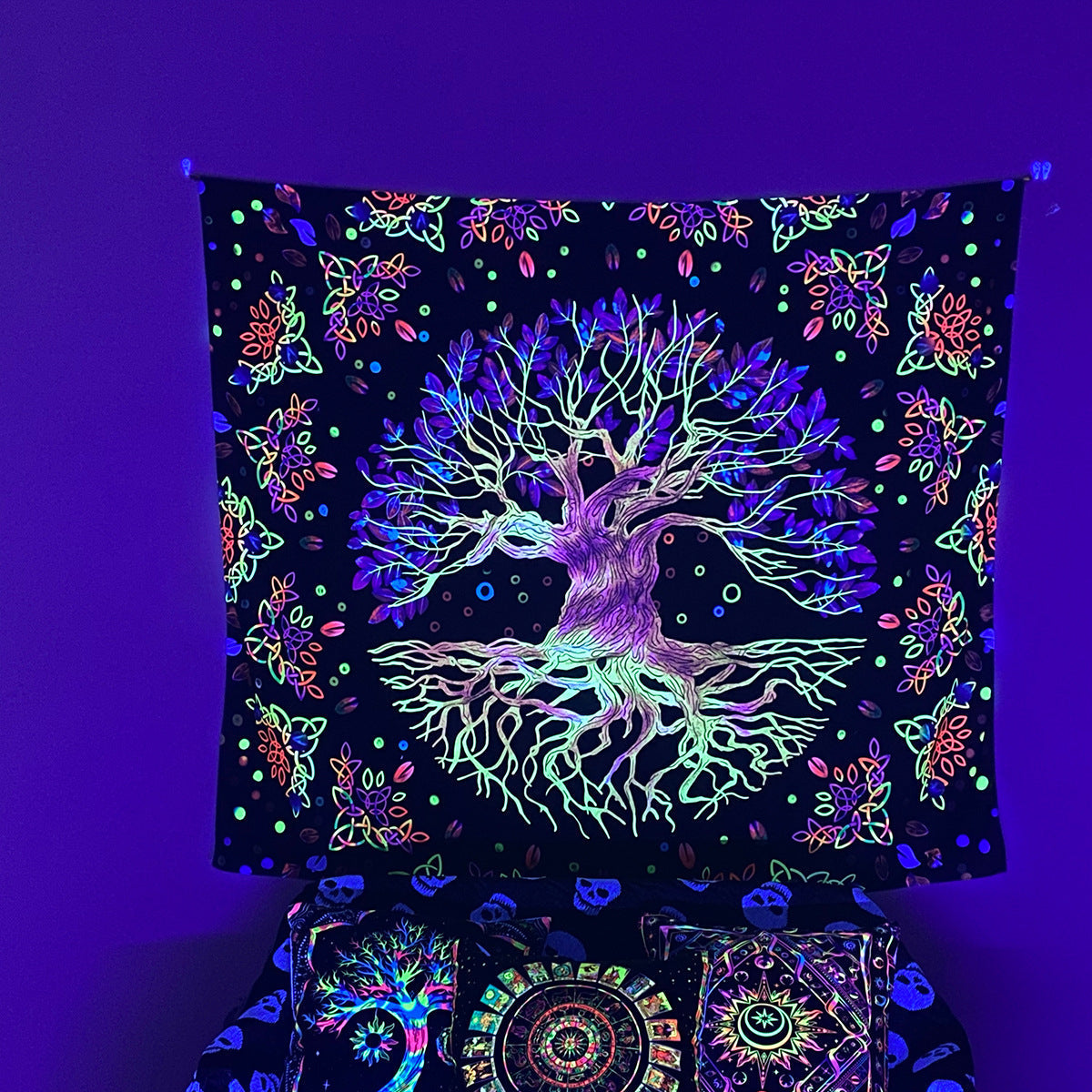 Night Fluorescence Background Cloth Home Decor Tapestry GEMROCKY-Decoration-73*95cm-LIFE TREE-