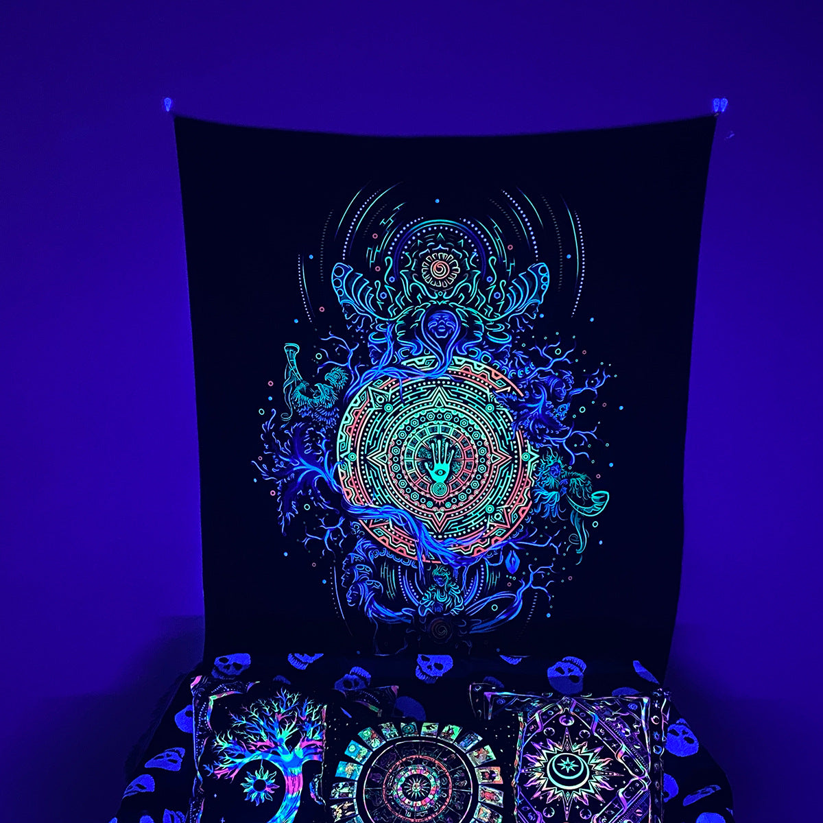 Night Fluorescence Background Cloth Home Decor Tapestry GEMROCKY-Decoration-73*95cm-MANDALA-