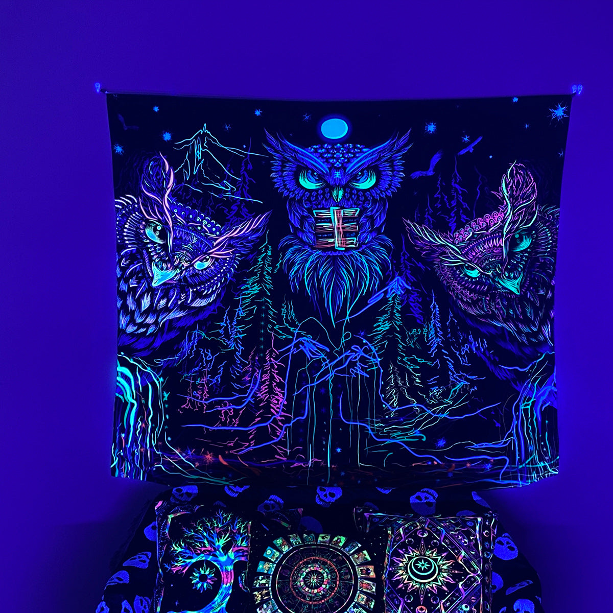 Night Fluorescence Background Cloth Home Decor Tapestry GEMROCKY-Decoration-73*95cm-OWLS-