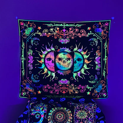 Night Fluorescence Background Cloth Home Decor Tapestry GEMROCKY-Decoration-73*95cm-SKULLS-