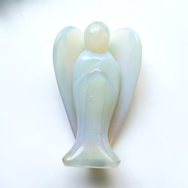 Opalite Cat Eye Stone Angel 4 Inch GEMROCKY-Carvings-