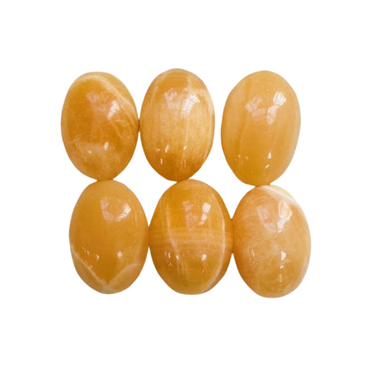 Orange Calcite Palm Stones GEMROCKY-Carvings-