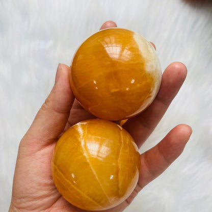 Orange Calcite Spheres GEMROCKY-Spheres-