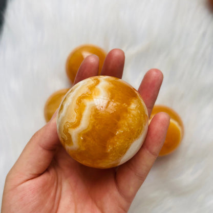 Orange Calcite Spheres GEMROCKY-Spheres-