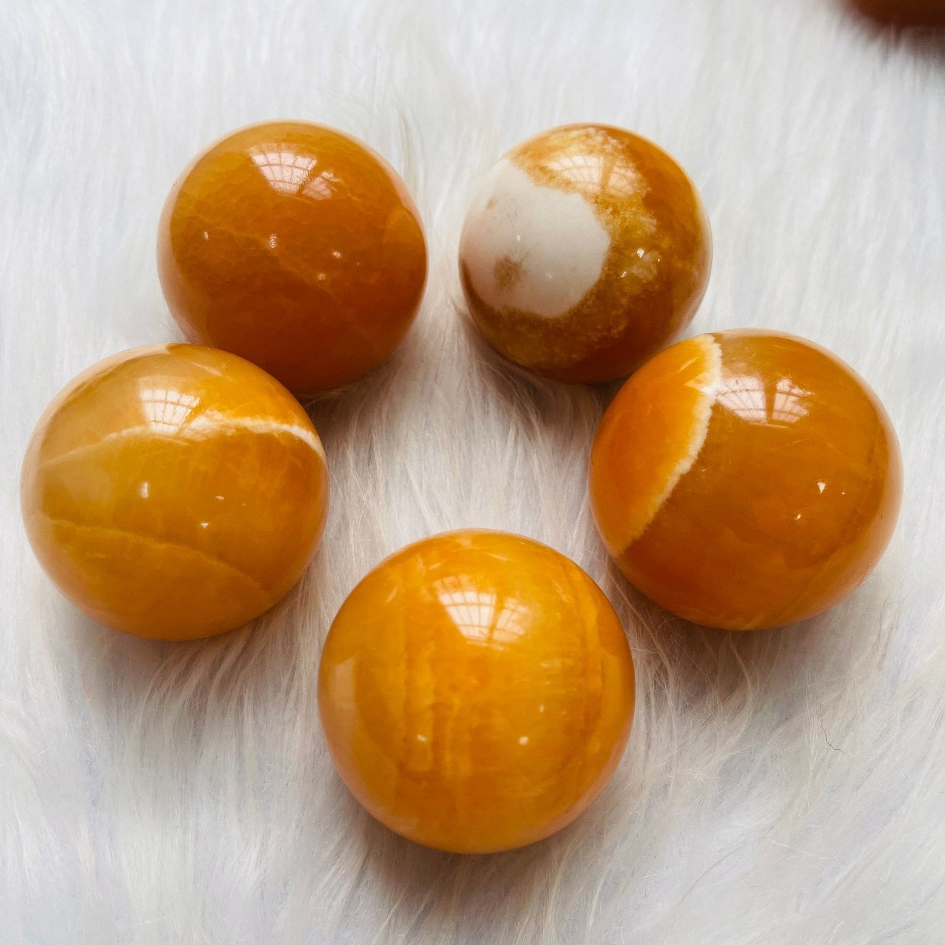 Orange Calcite Spheres GEMROCKY-Spheres-