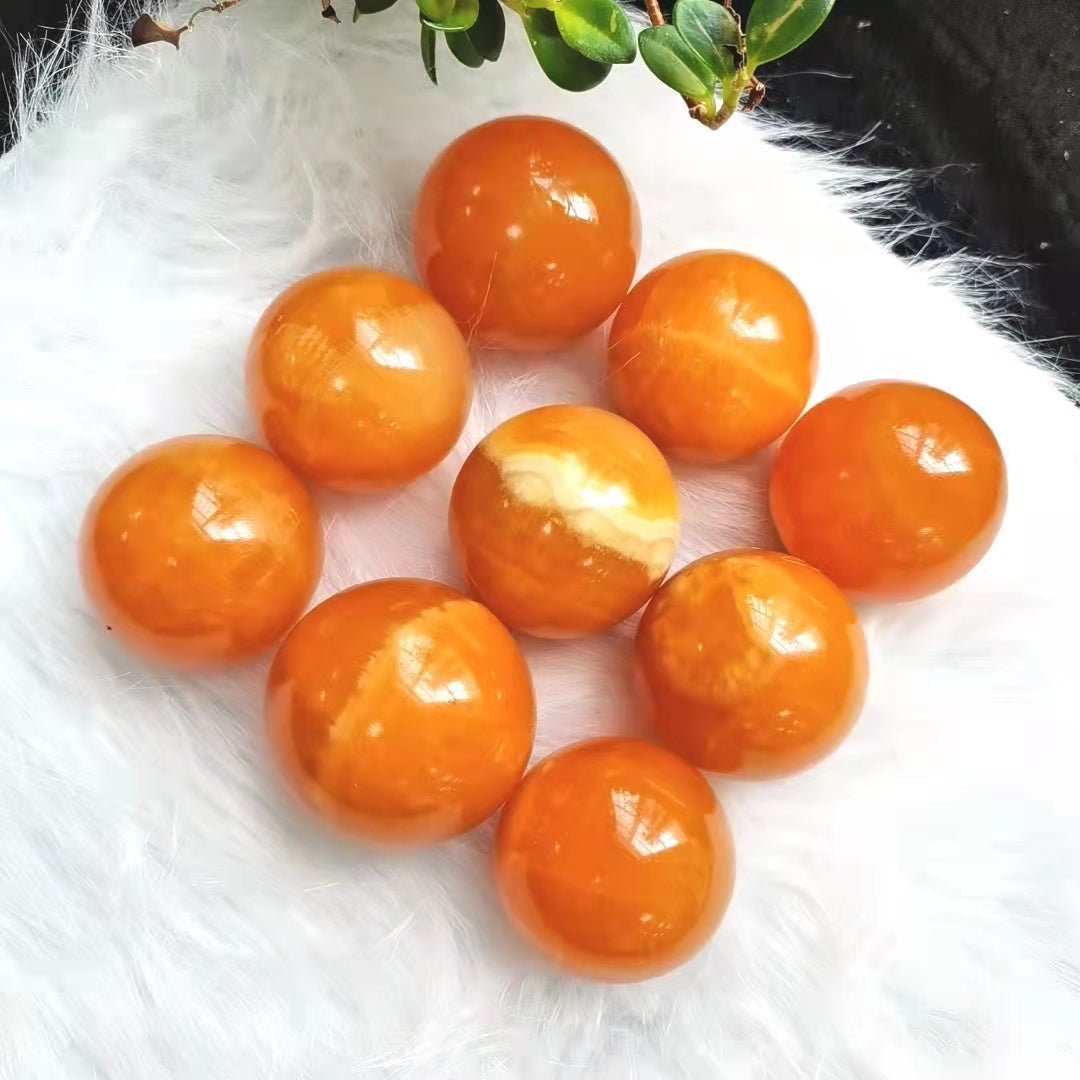 Orange Calcite Stone Spheres GEMROCKY-Spheres-