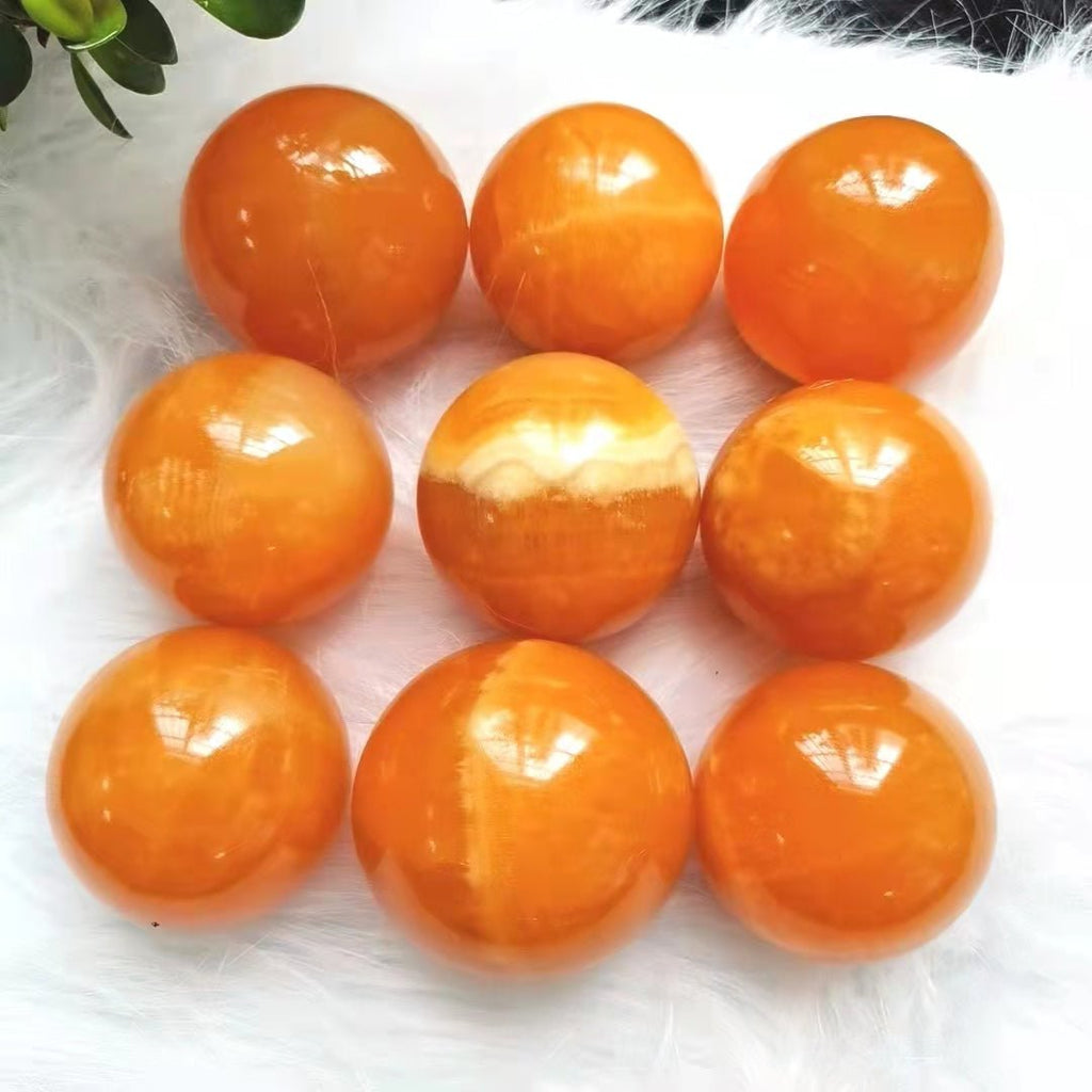 Orange Calcite Stone Spheres GEMROCKY-Spheres-