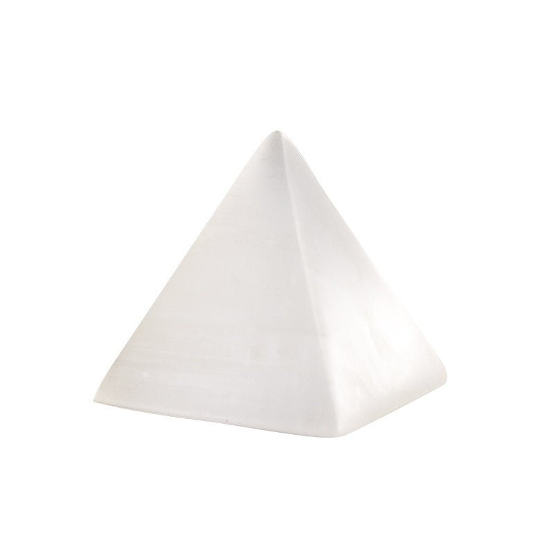 Orange White Selenite Pyramid Healing Ornaments GEMROCKY-Decoration-White 6*6cm-